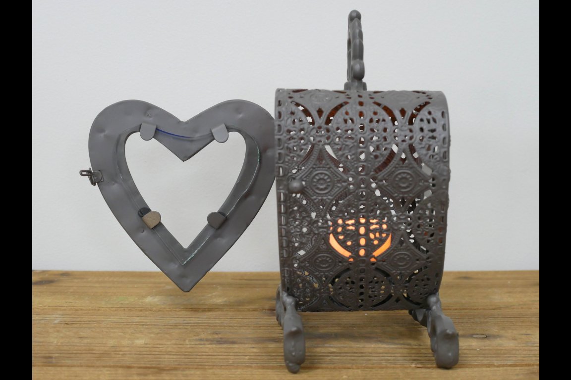 Small Heart Lantern - Grey