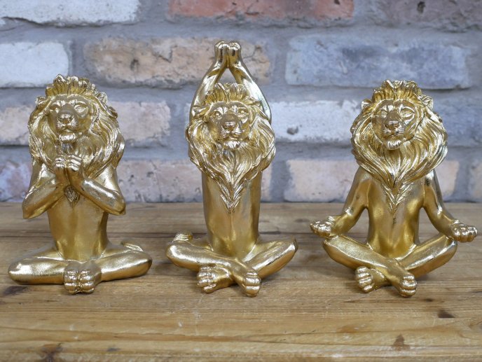 Set Of 3 Yoga Lions