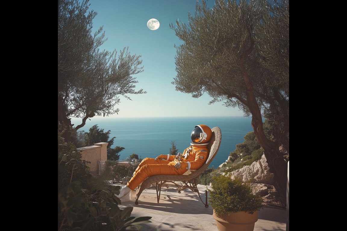 Spaceman Moon Bathing