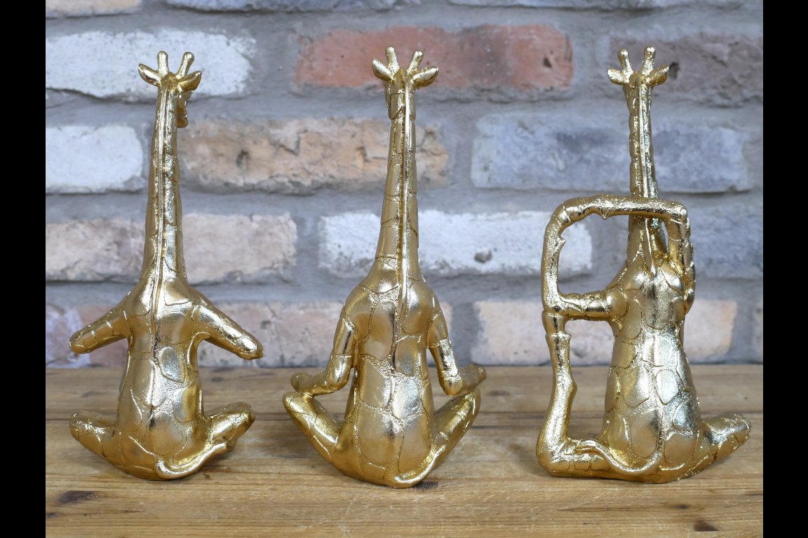 Set Of 3 Yoga Giraffes