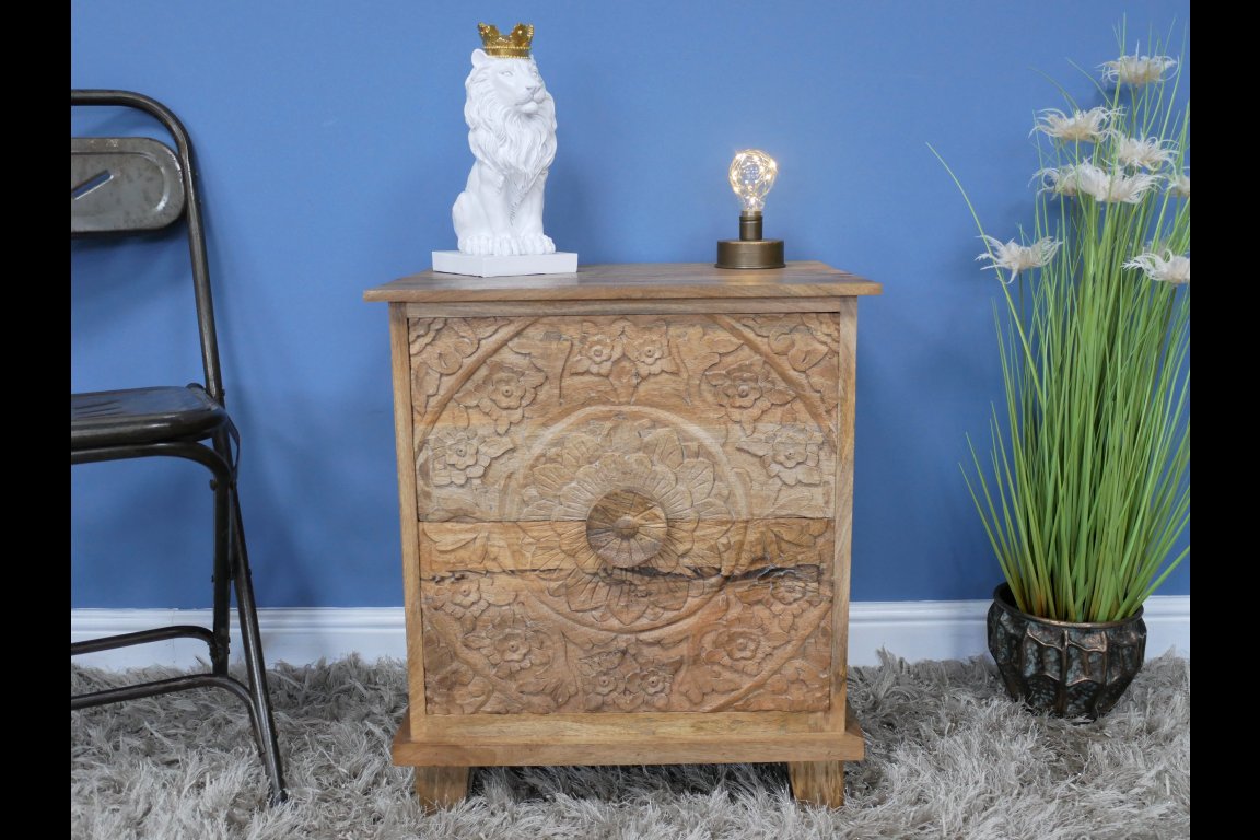 Carved Bedside Cabinet