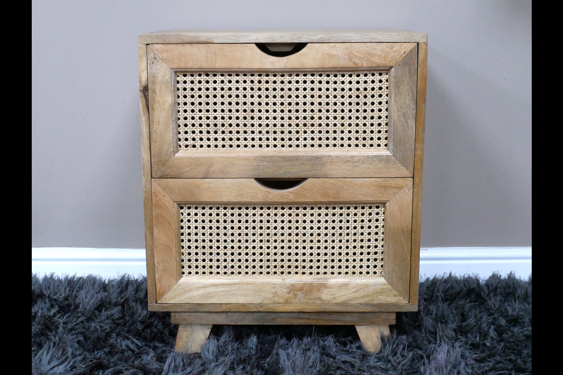 2 Drawer Rattan Bedside