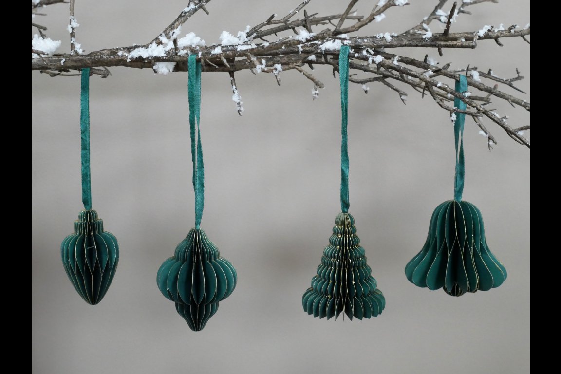 Set Of 4 Decorations (8cm) - Green