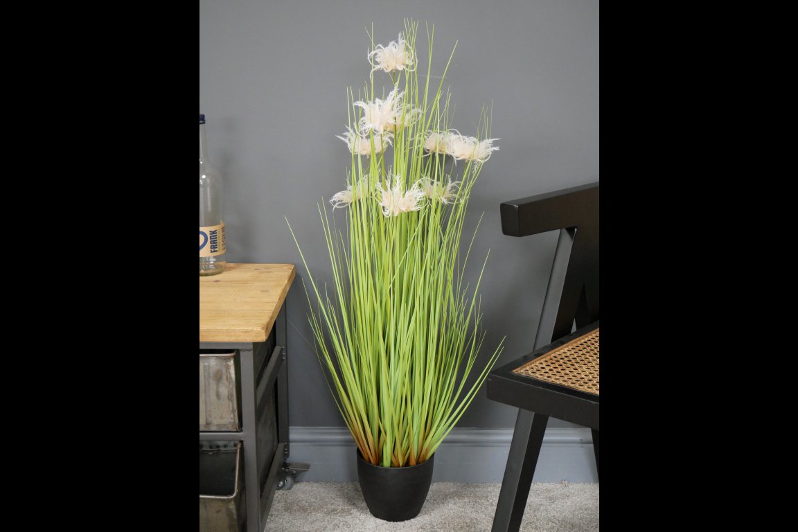 Artificial Grass With White Flowers