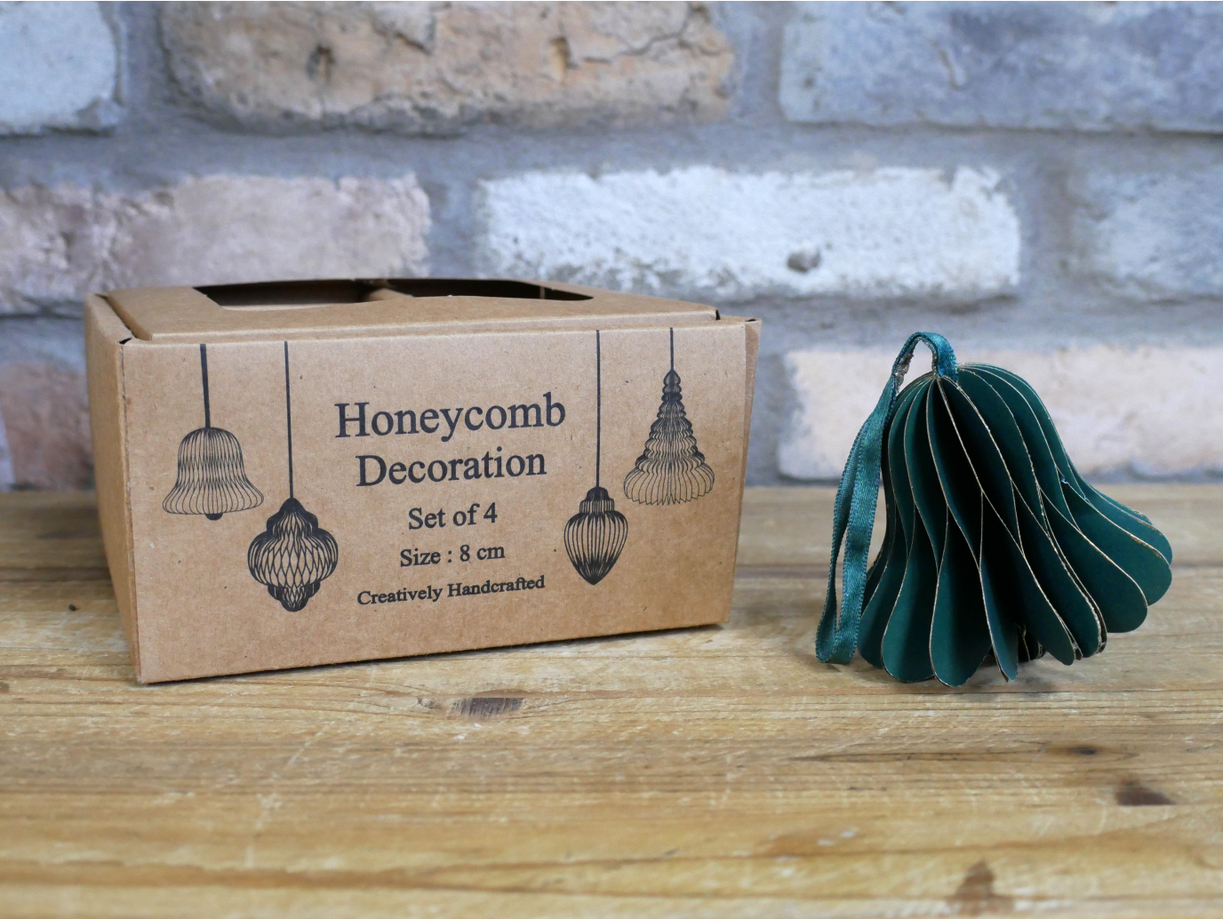Set Of 4 Decorations (8cm) - Green