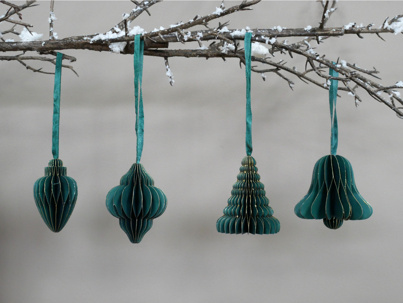 Set Of 4 Decorations (8cm) - Green