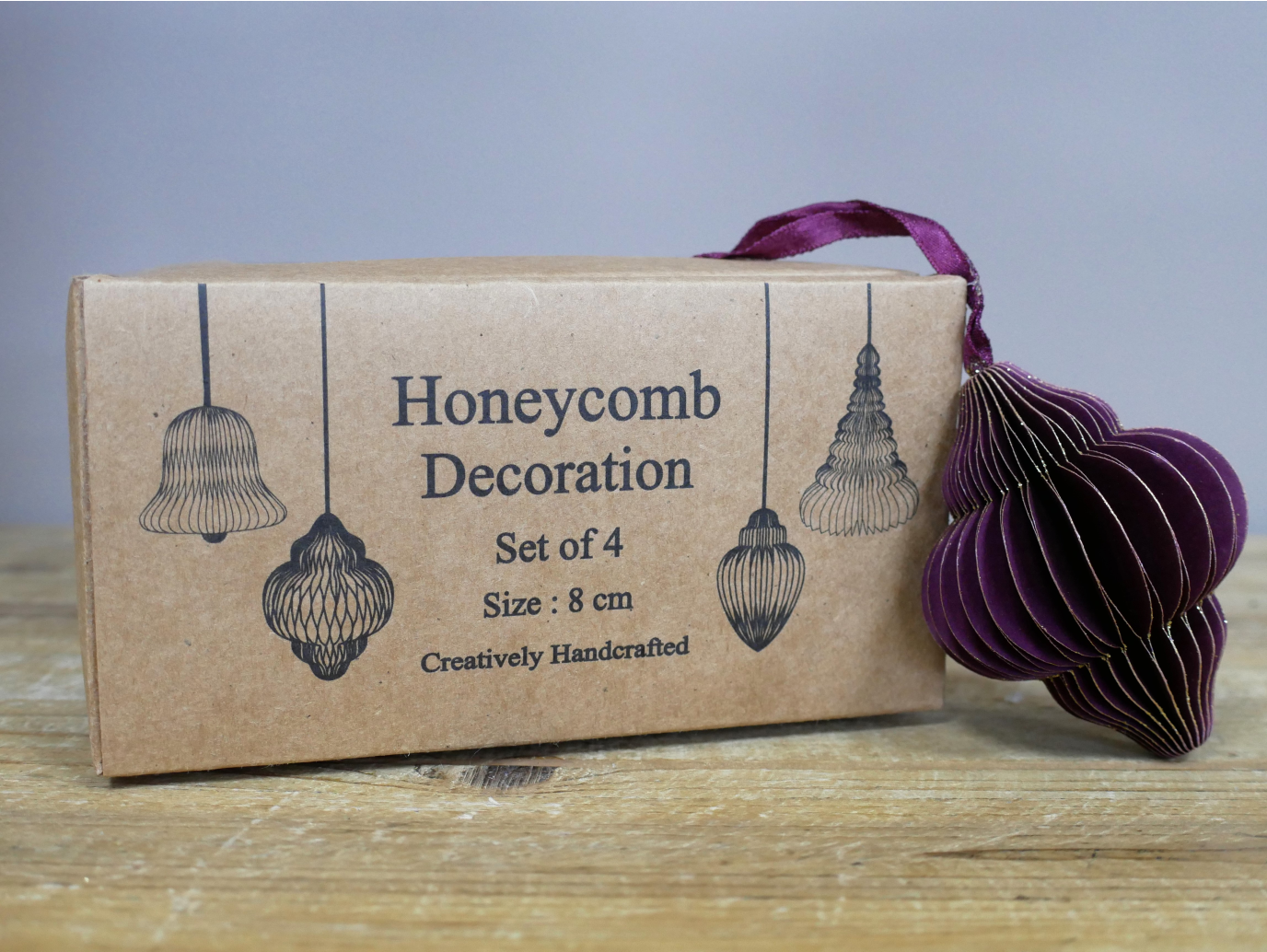 Set of 4 Decorations (8cm) - Purple