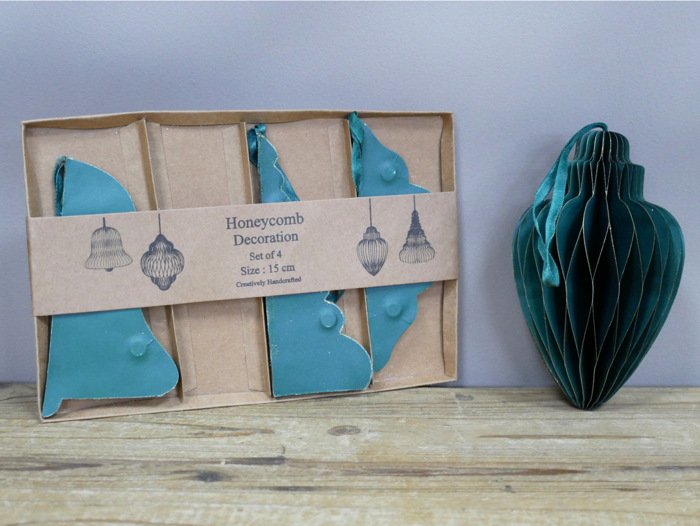 Set of 4 Decorations (15cm) - Green