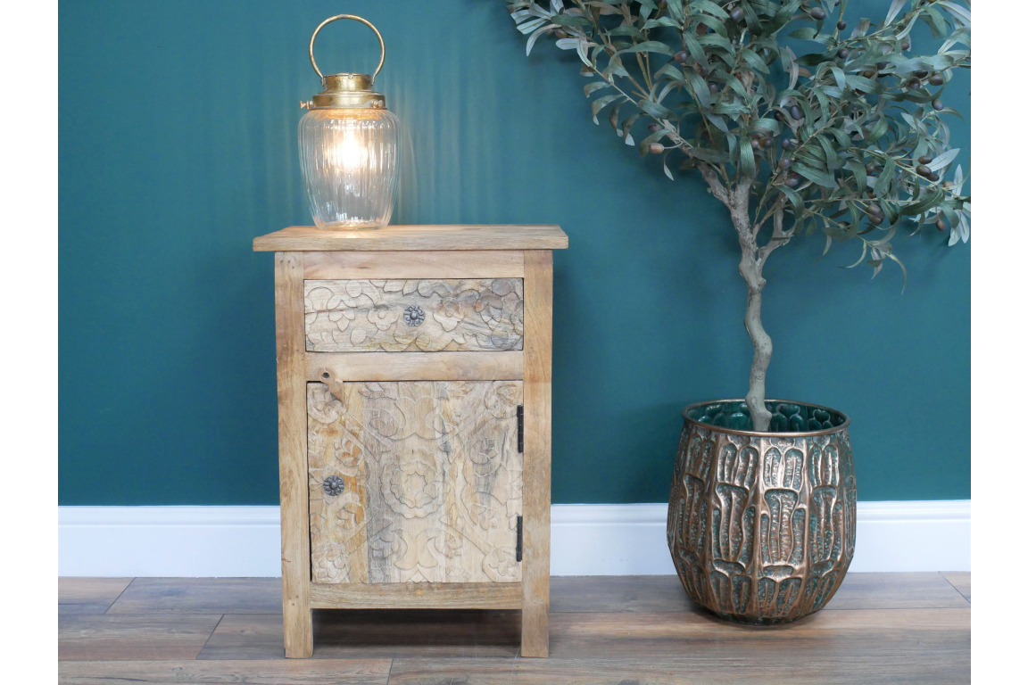 Carved Bedside Cabinet