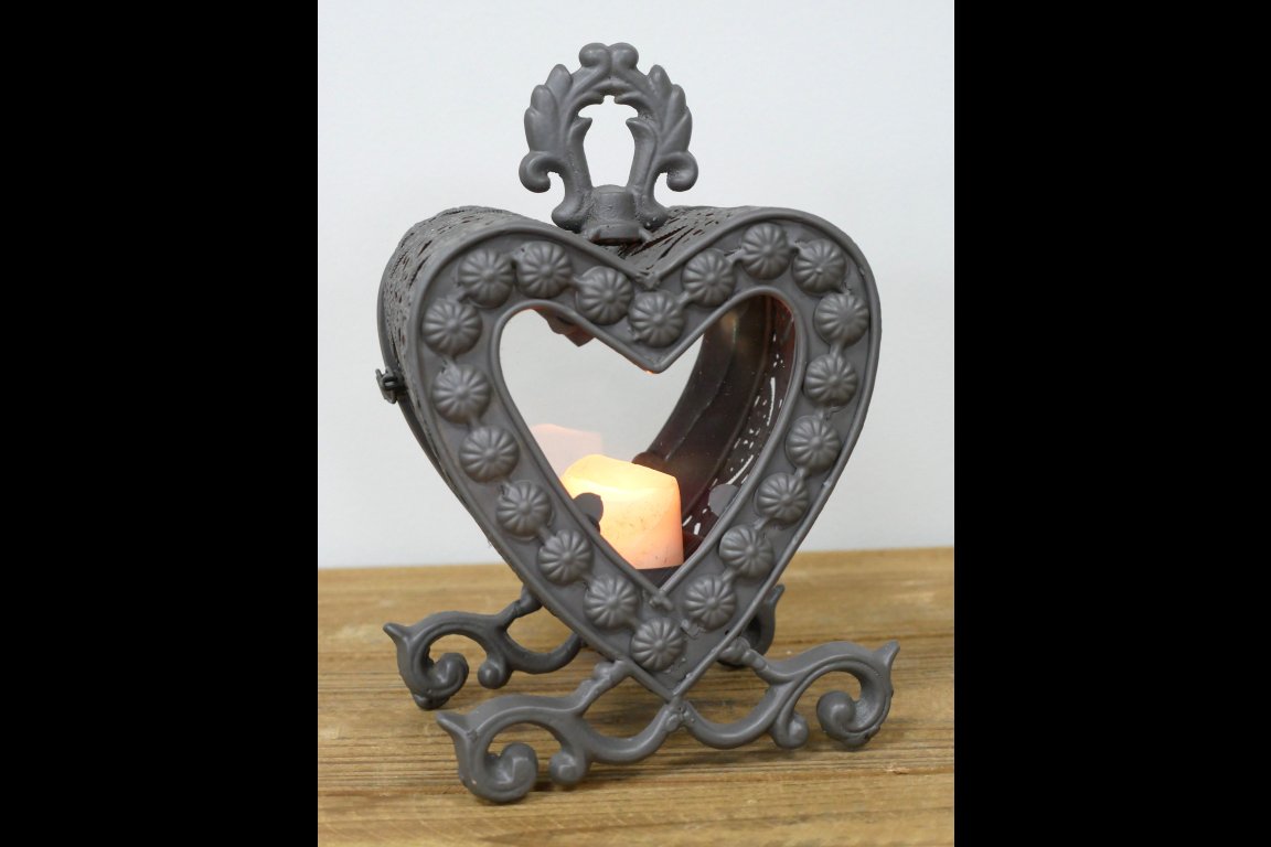 Small Heart Lantern - Grey