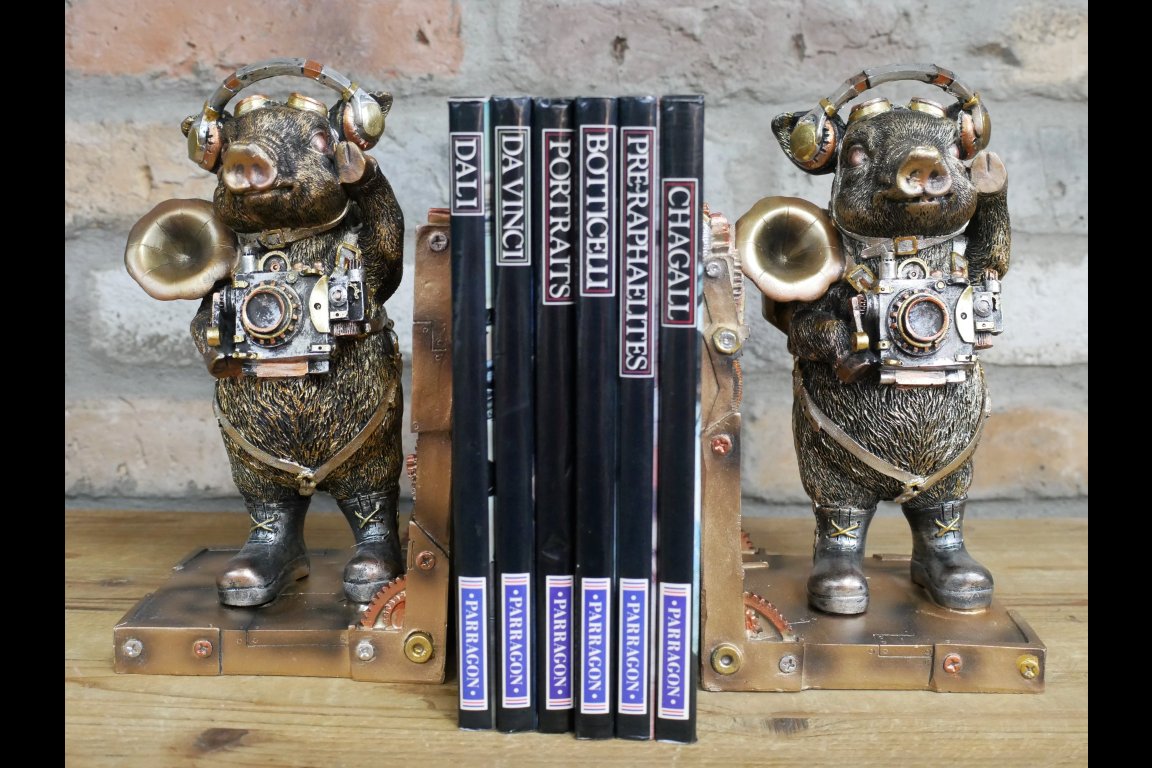 Steampunk Pig Bookends
