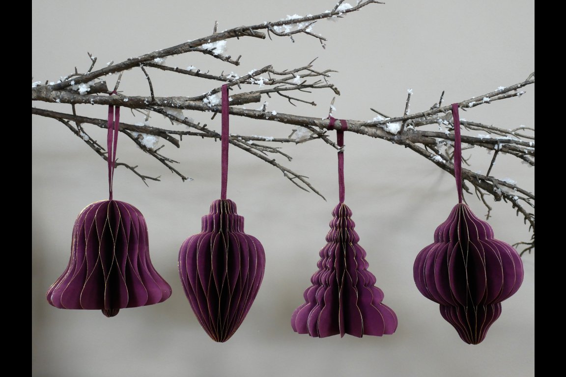 Set Of 4 Decorations (15cm) - Purple