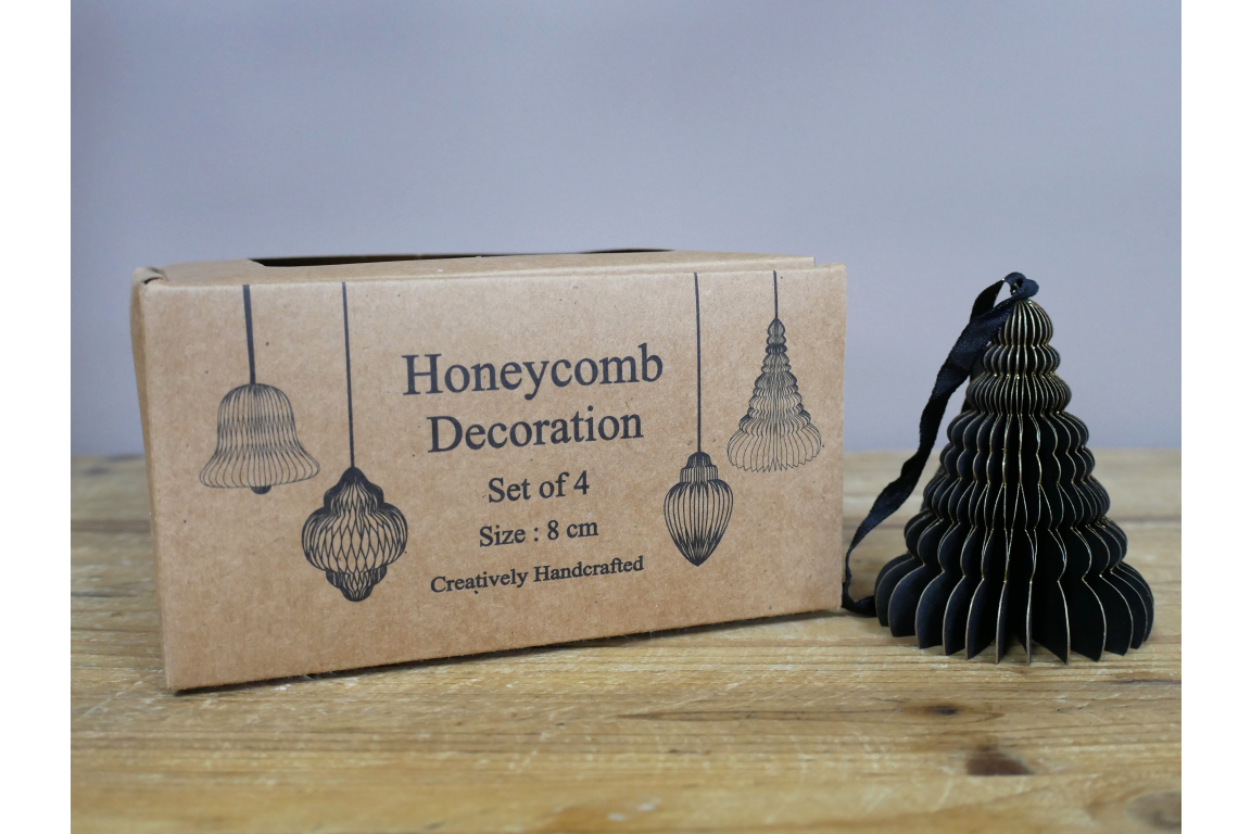 Set Of 4 Decorations (8cm) - Black