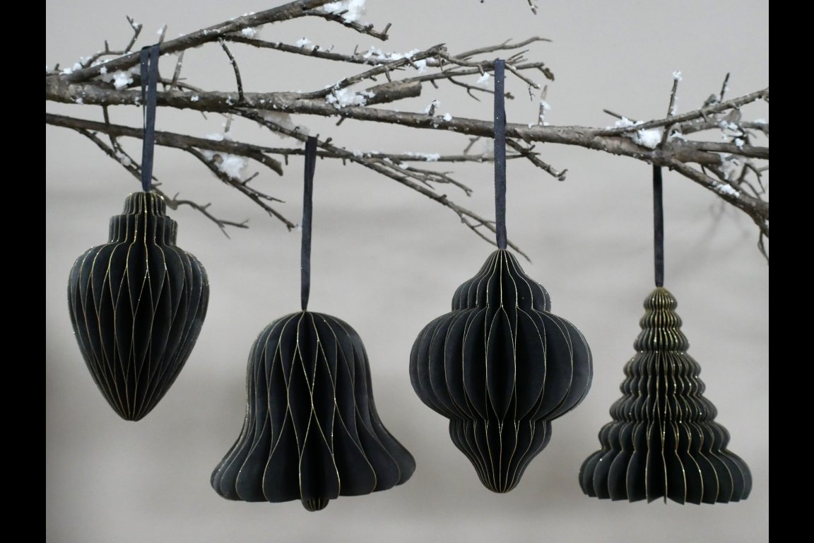 Set Of 4 Decorations (15cm) - Black