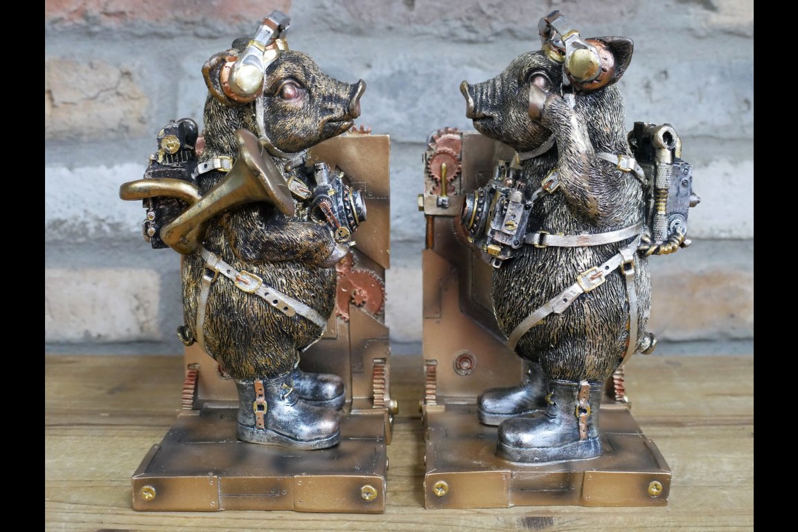 Steampunk Pig Bookends