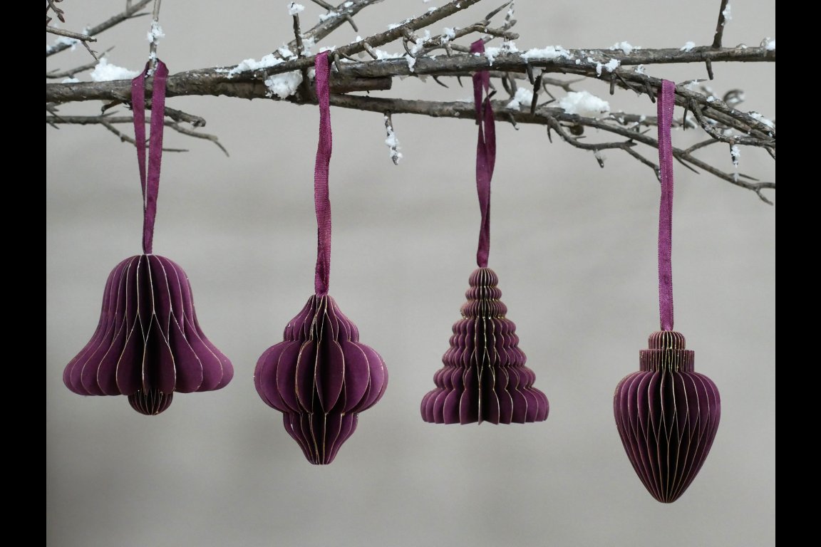 Set of 4 Decorations (8cm) - Purple