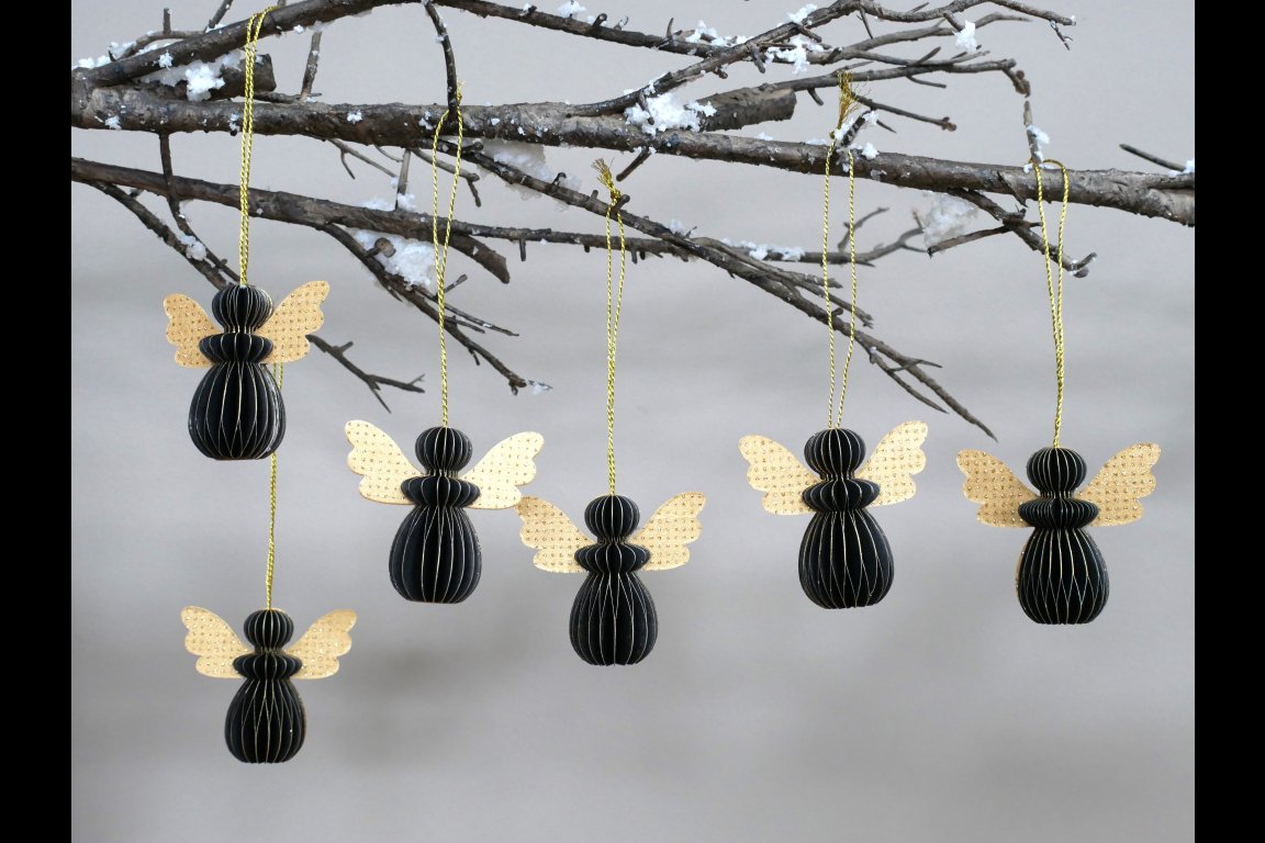 Set Of 6 Angels - Black