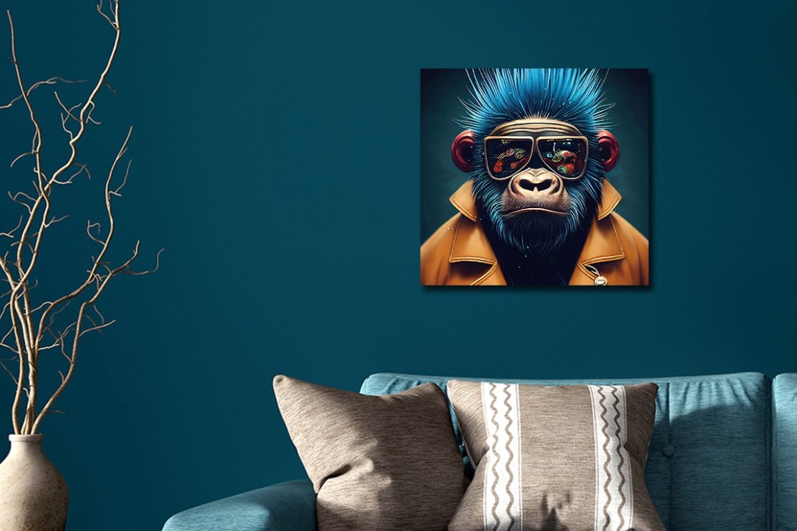 Monkey With Blue Hair Wall Art - Mini