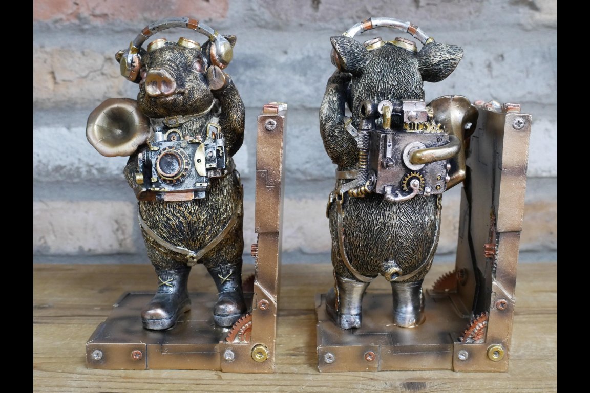 Steampunk Pig Bookends