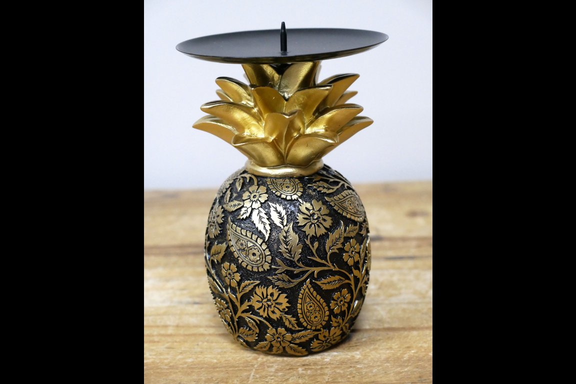 Black & Gold Pineapple Candle Holder