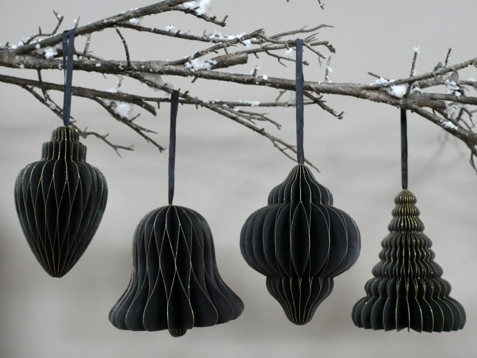 Set Of 4 Decorations (15cm) - Black