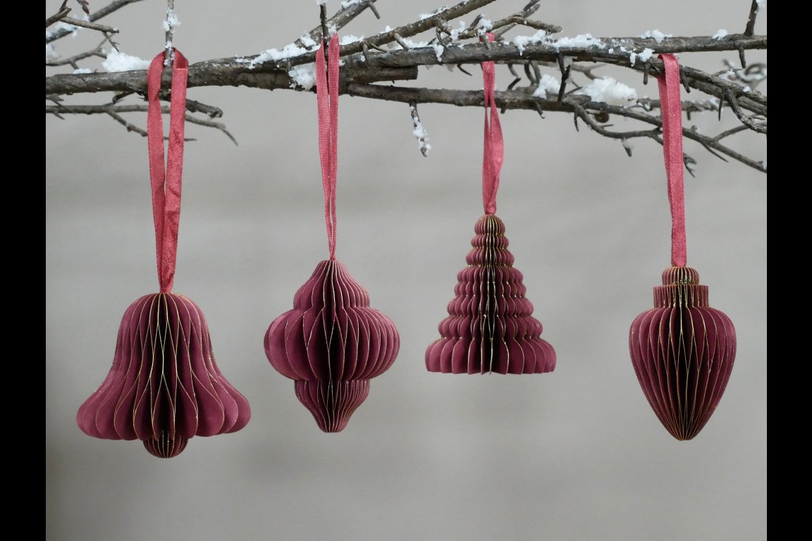 Set Of 4 Decorations (8cm) - Red
