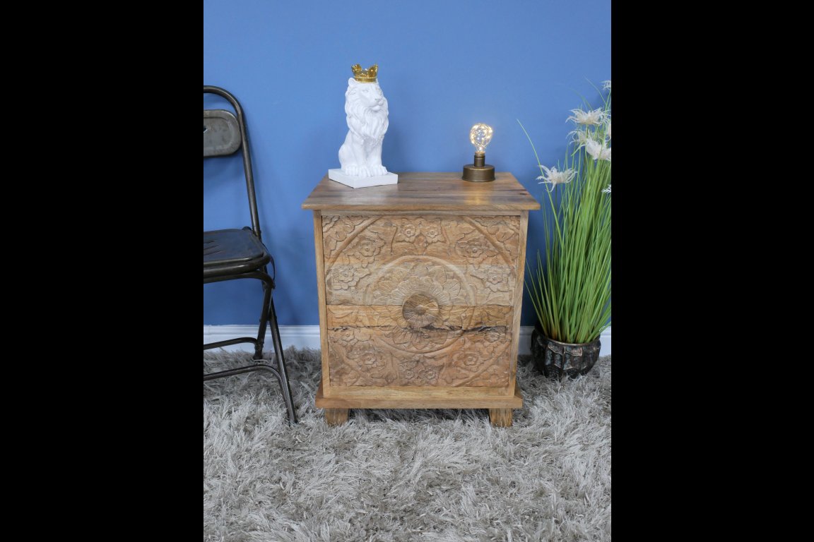 Carved Bedside Cabinet