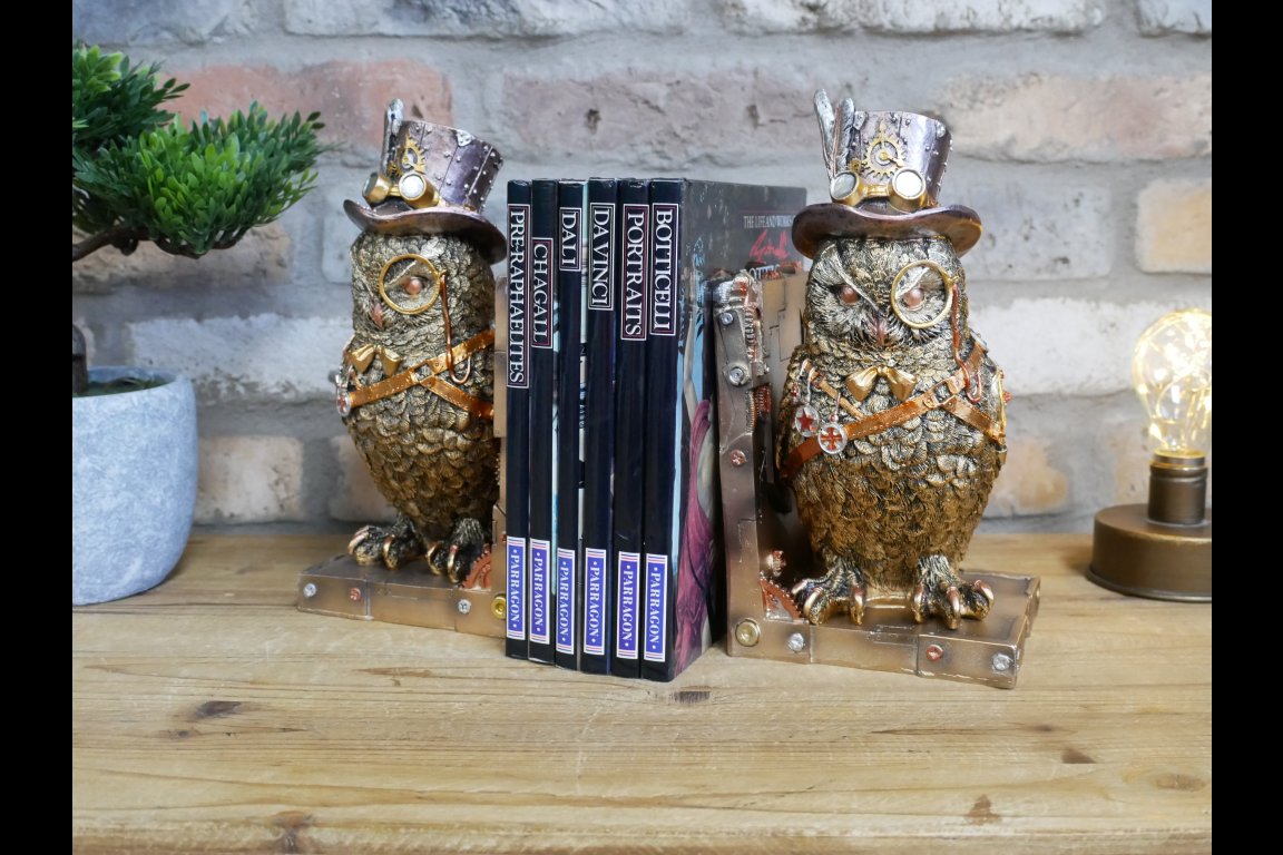 Steampunk Owl Bookends