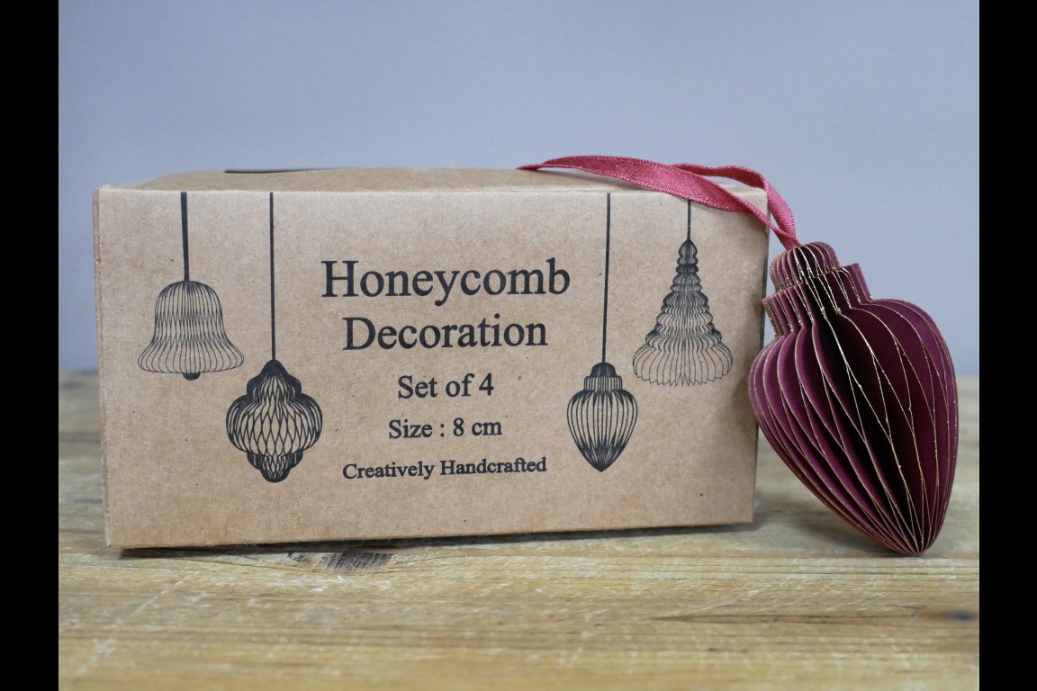 Set Of 4 Decorations (8cm) - Red