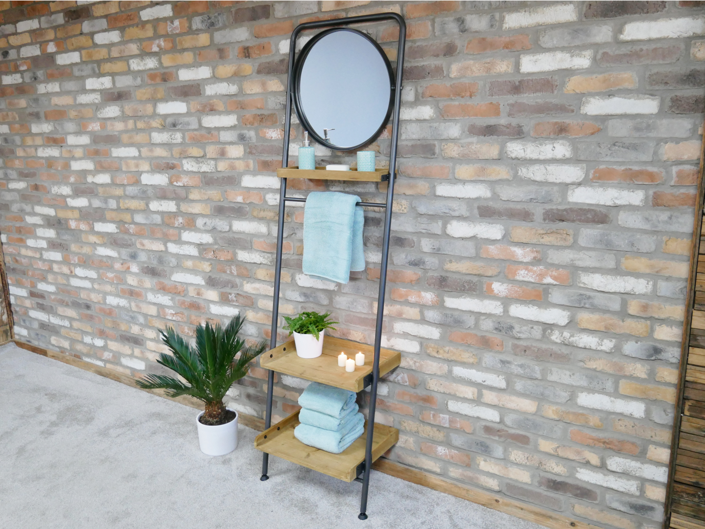 Industrial Shelves & Mirror