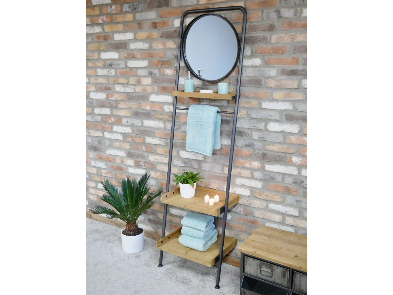 Industrial Shelves & Mirror