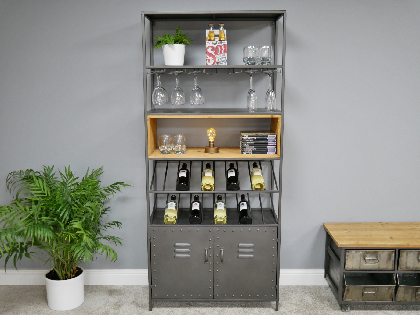 Retro Industrial Wine Cabinet