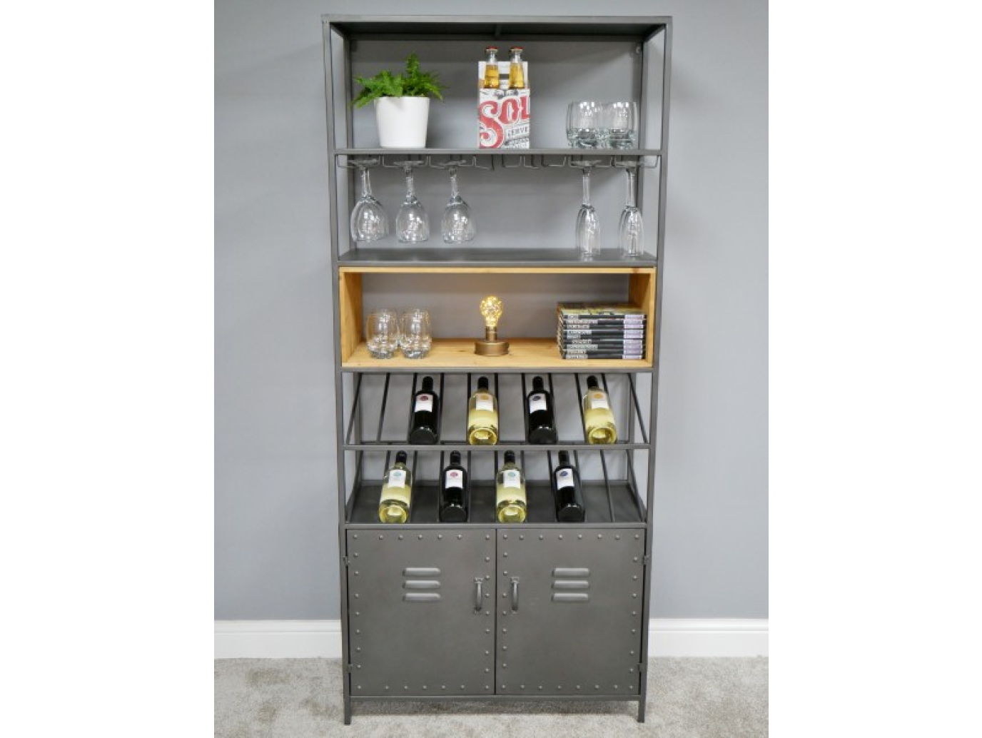 Retro Industrial Wine Cabinet