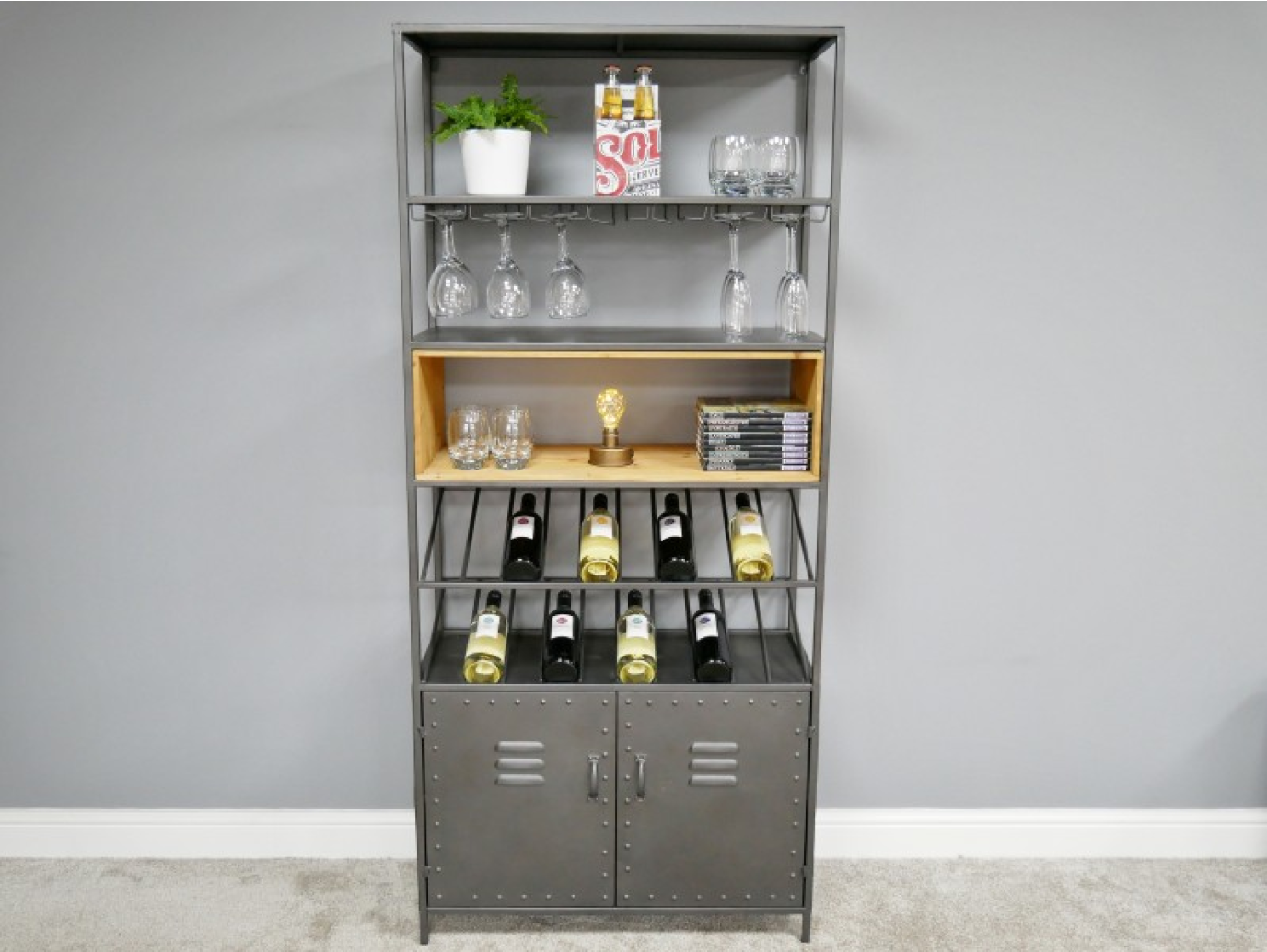 Retro Industrial Wine Cabinet