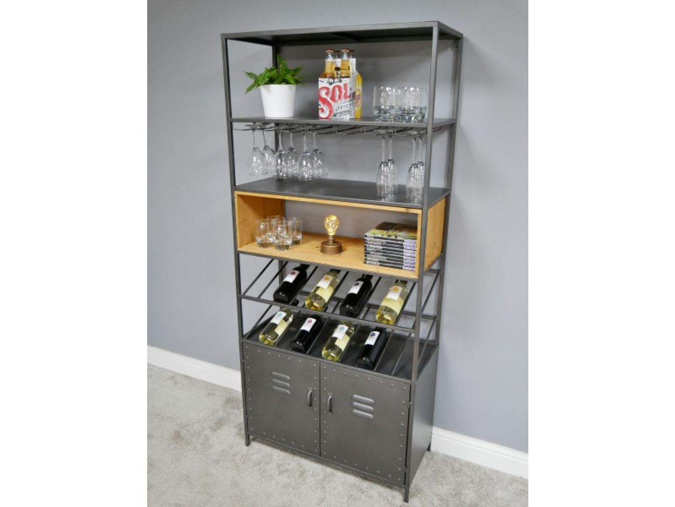 Retro Industrial Wine Cabinet