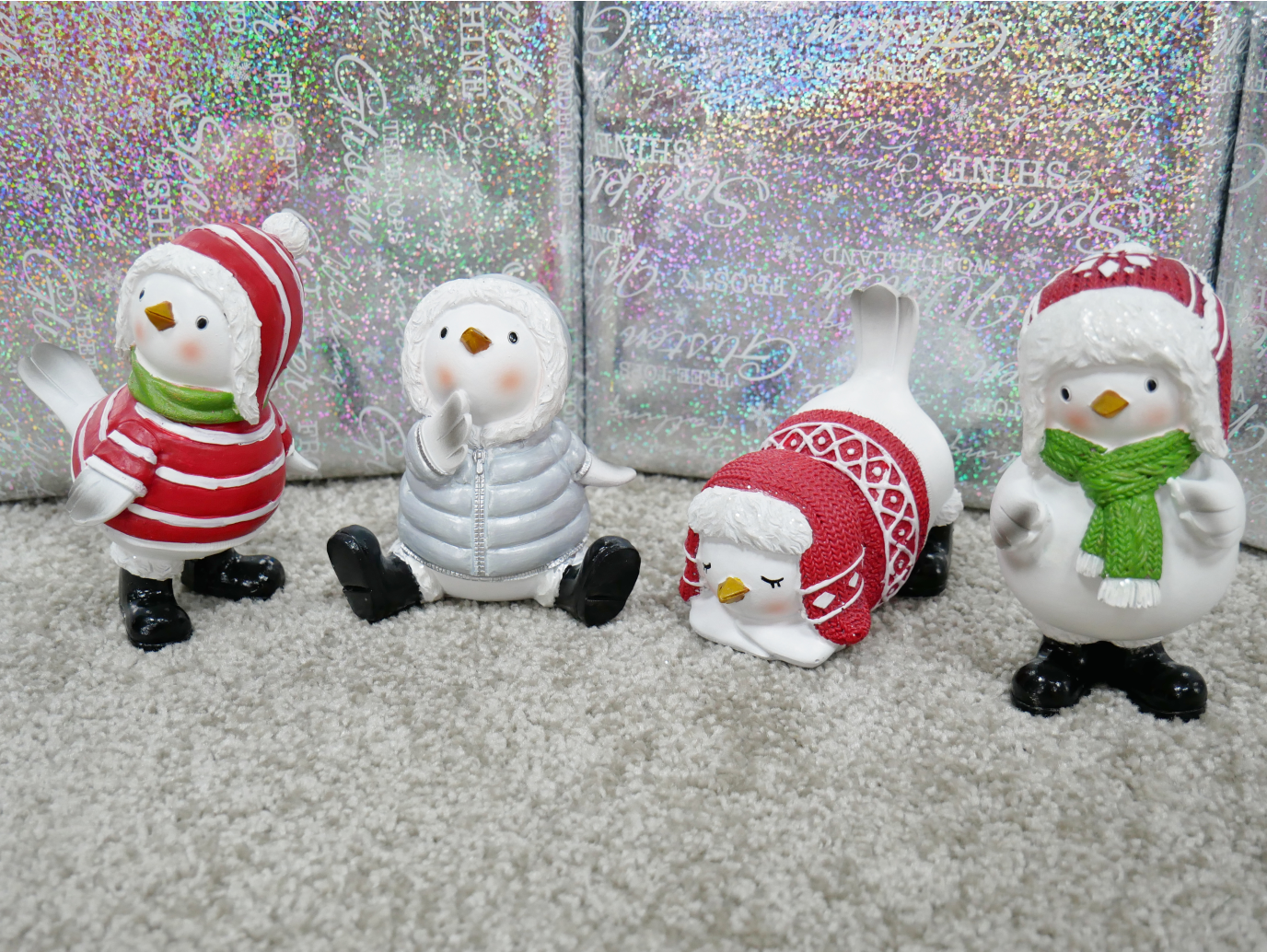 Set Of 4 Christmas Birds