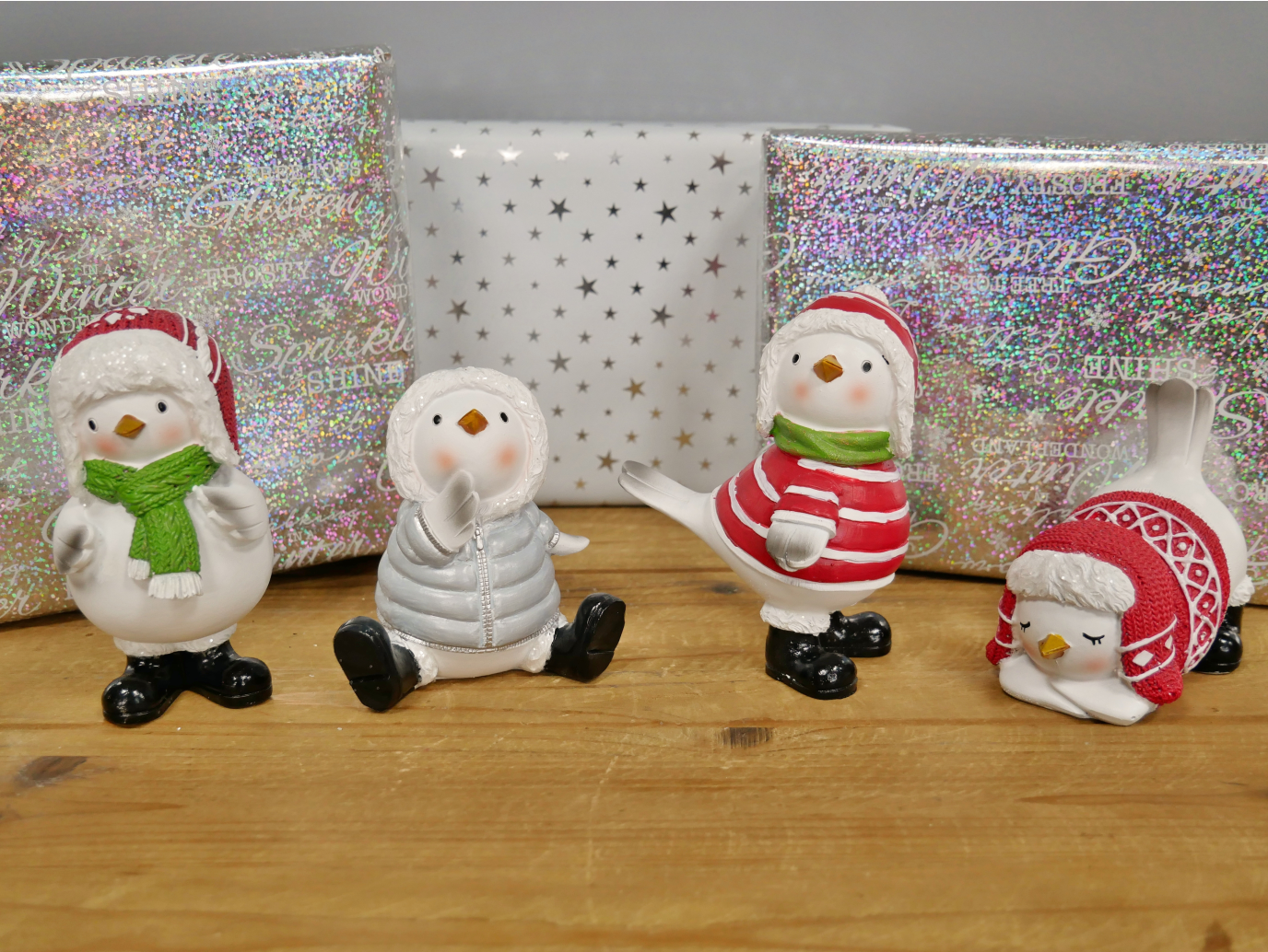 Set Of 4 Christmas Birds