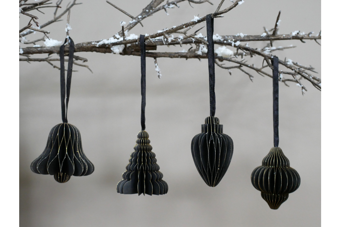 Set Of 4 Decorations (8cm) - Black