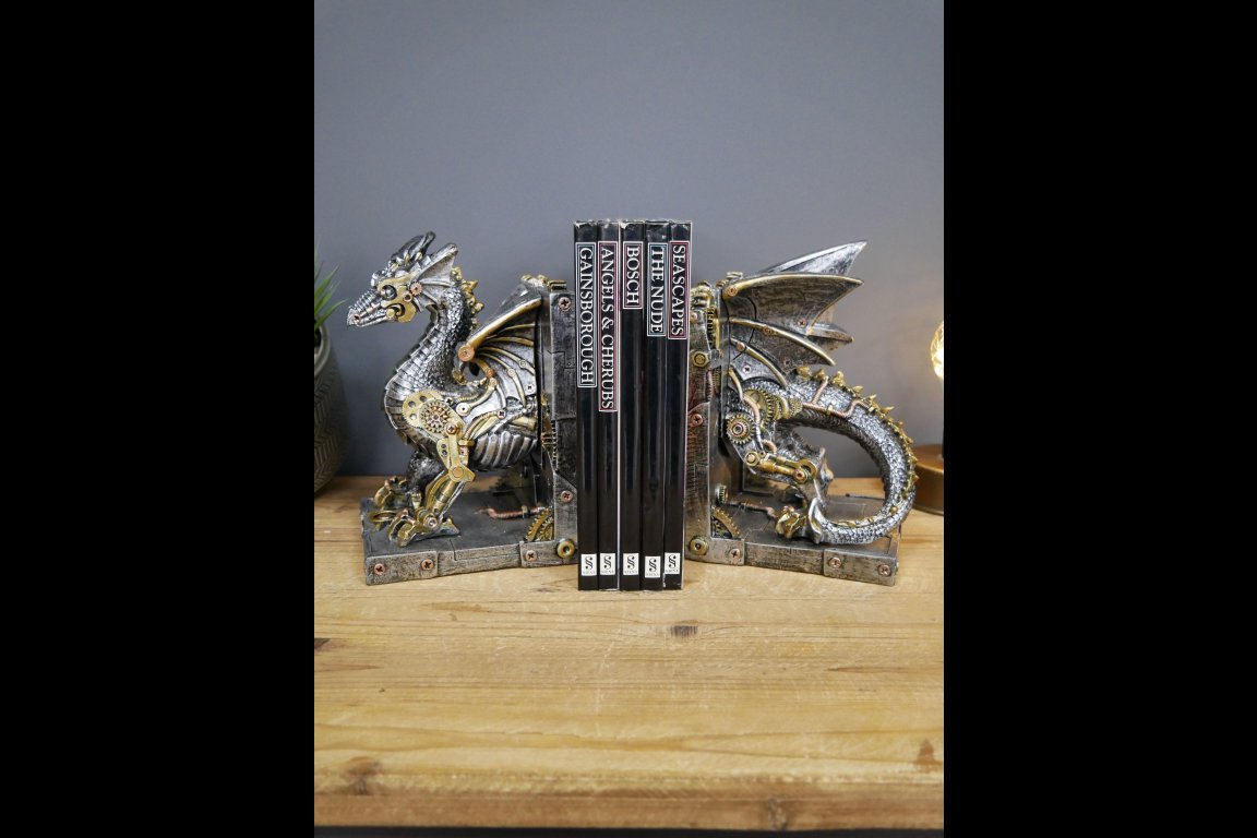 Steampunk Dragon Bookends