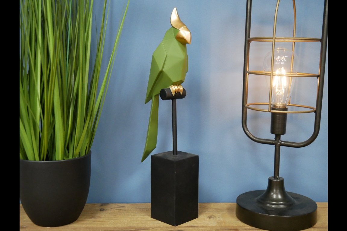 Green Bird On Stand