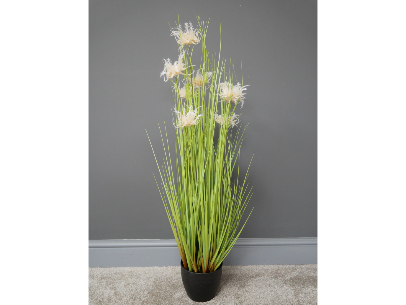 Artificial Grass With White Flowers