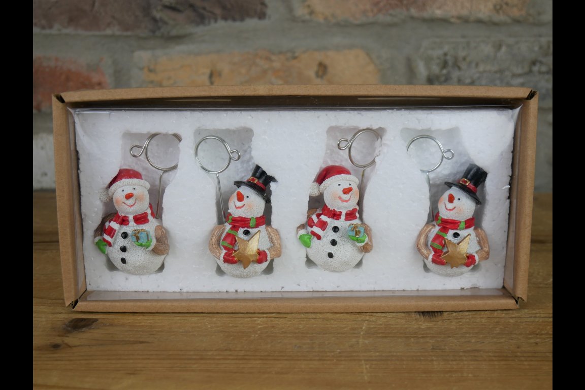 Set Of 4 Snowman Name Card Holders