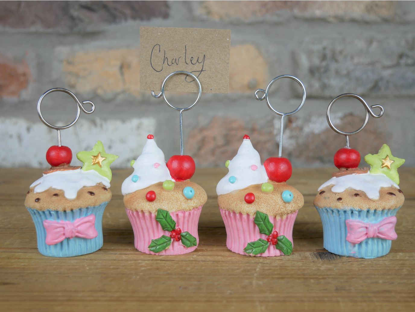 Set Of 4 Cupcake Name Card Holder