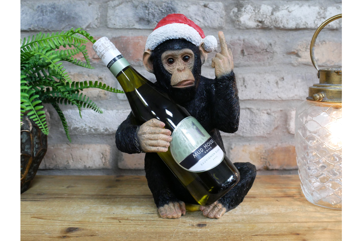 Up Yours Monkey Wine Bottle Holder - Christmas