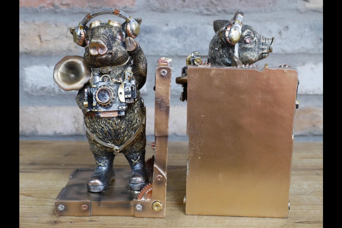 Steampunk Pig Bookends