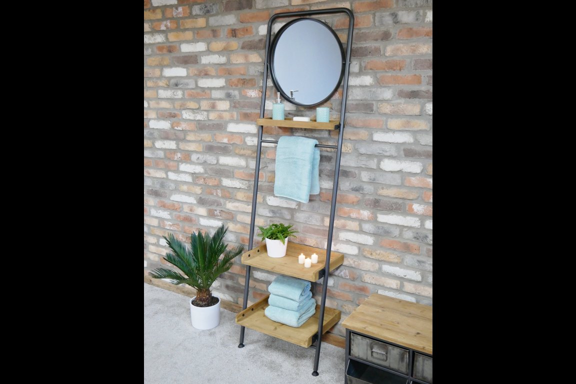 Industrial Shelves & Mirror