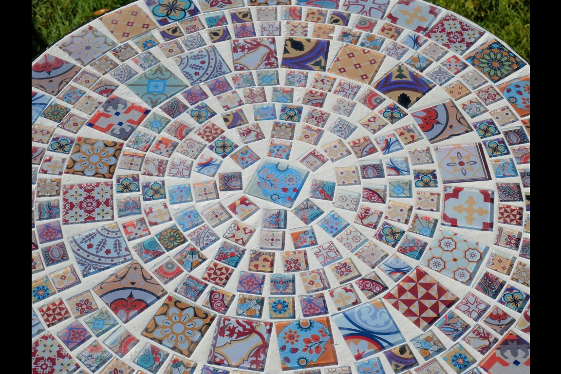 Mosaic Table & Two Chairs (T42)