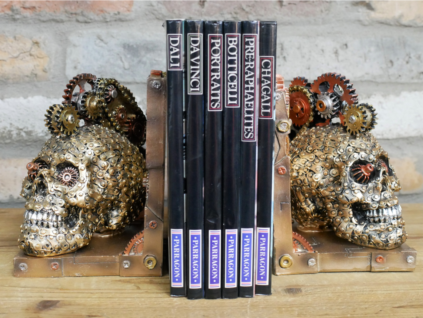 Steampunk Skull Bookends