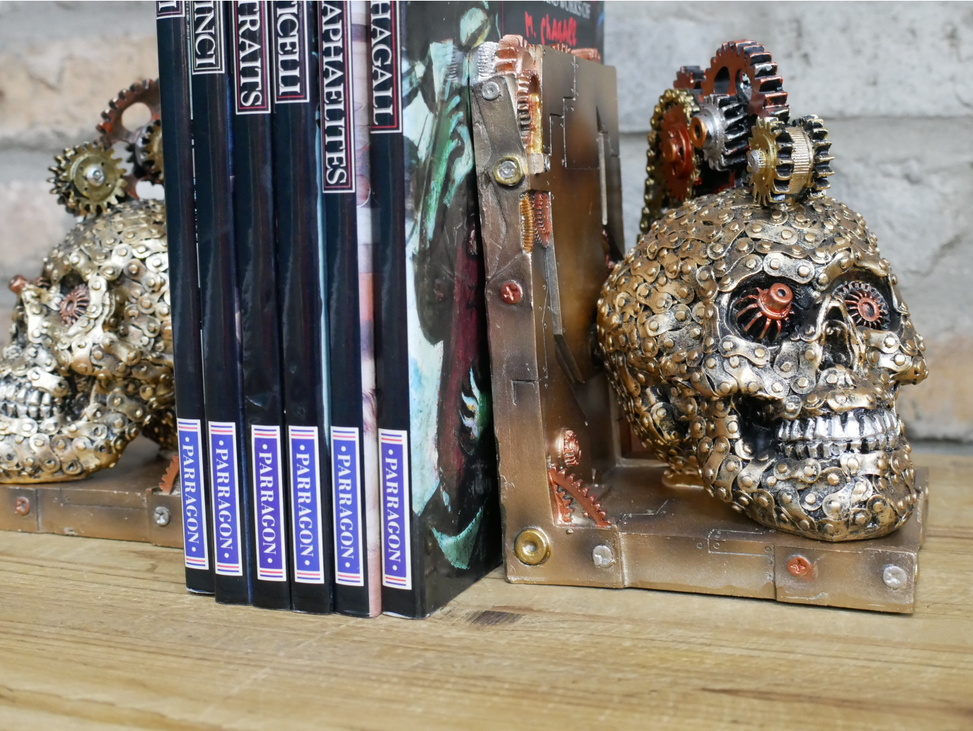 Steampunk Skull Bookends