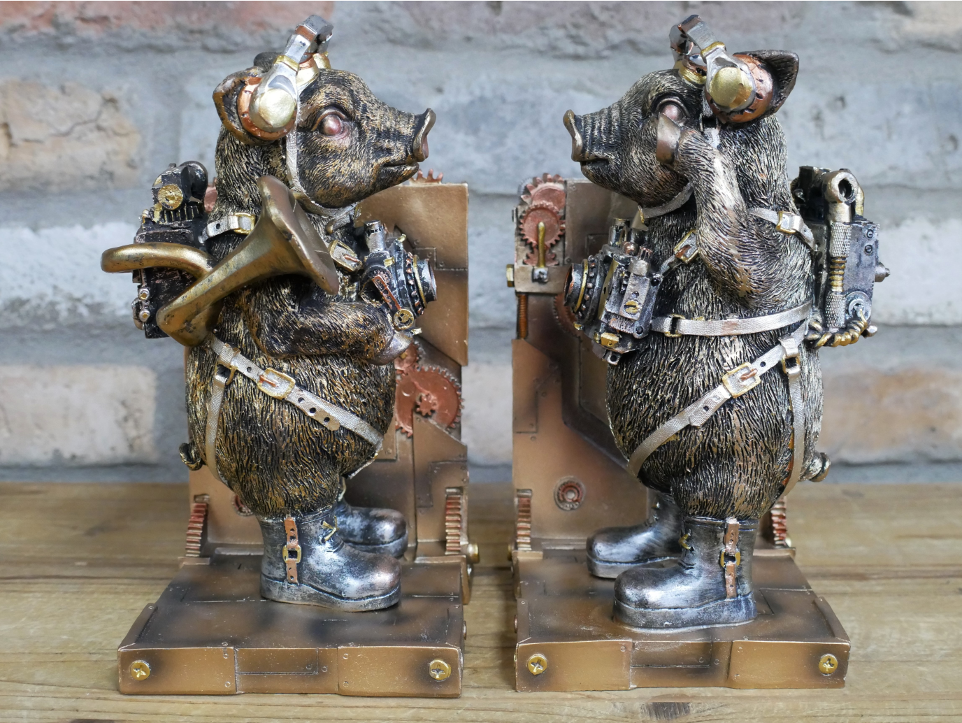 Steampunk Pig Bookends